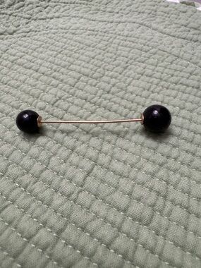 Barbell Style Brooch Pin with Black Bead Ends